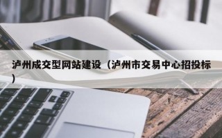 泸州成交型网站建设（泸州市交易中心招投标）